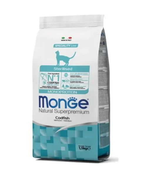 MONGE STERILIZZATO MONOPROTEINA MERLUZZO SUPERPREMIUM 1,5KG